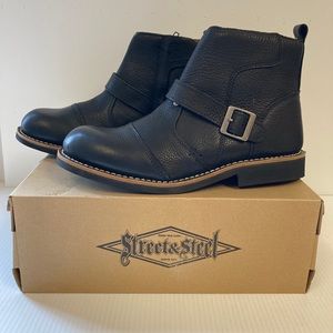 Street and Steel Black Leather Motorcycle Boots